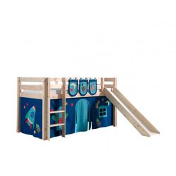 Halvhøj seng med rutsjebane Pino – natur, med Astro forhæng og lommer