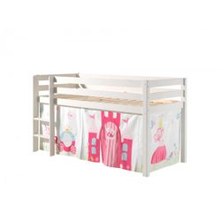 Halvhøj seng med forhæng – Pino, hvid, Princess