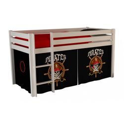 Halvhøj seng med forhæng – Pino, hvid, Pirates