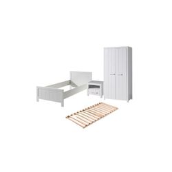 Børneværelse sæt med seng, natbord og garderobeskab – Erik, hvid