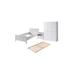 Børneværelses-sæt Erik – hvid (seng 90×200, natbord, 3-dørs garderobe)