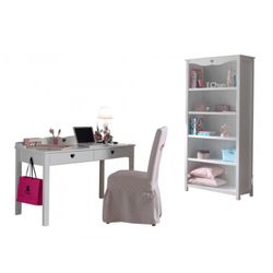 Børnemøbelsæt med skrivebord og reol – Amori, hvid