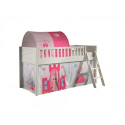 Halvhøj seng 90x200 med prinsesse-tekstil – Scott, hvid