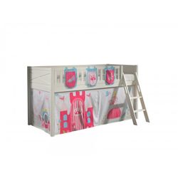 Halvhøj seng med forhæng 90 × 200 – Scott, hvid, PRINCESS