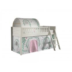 Halvhøj seng med tekstilsæt – Scott, hvid (90 × 200 cm)