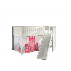 Halvhøj børneseng med rutsjebane 90x200 – Scott sæt, hvid