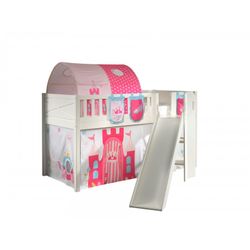 Halvhøj seng med rutsjebane 90×200 – Scott Sæt, hvid, prinsesse