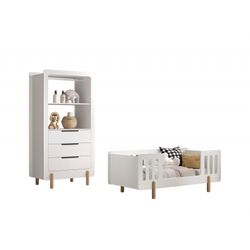 Børnesæt med juniorseng og kommode – Smile (70 × 140 cm) – Hvid