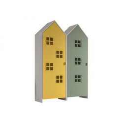 Børneskab sæt – Casami – strandhuse, gul og grøn