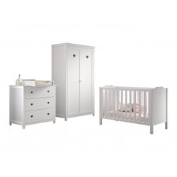 Børneværelsessæt med tremmeseng 60×120 – Amori, hvid