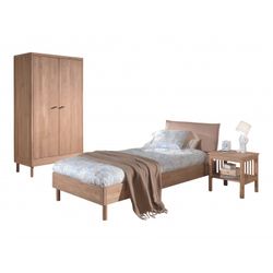 Børneseng-sæt i eg 90 × 200 – Forrest Oak med garderobeskab og natbord