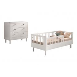 Børneseng og kommode sæt 70 x 140 cm – Forrest Beech, hvid