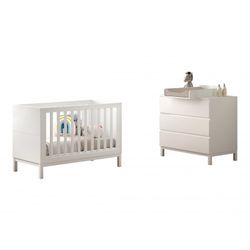 Babyseng og puslekommode sæt 60 × 120 cm – Eva, hvid