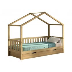 Børneseng husform med skuffe Nature – eg (90 × 200 cm)