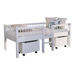 Halvhøj børneseng med skuffer Forrest Beech 90 x 200 cm – hvid