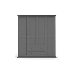 Bordeaux garderobeskab 181 cm 4 låger + 2 skuffer - Mørkegrå