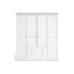 Bordeaux garderobeskab 181 cm 4 låger + 2 skuffer - Hvid