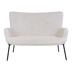 Glasgow Sofa - 2 personers sofa i hvid kunstig lammeskind med sorte ben