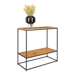 Vita Konsolbord - Konsolbord med sort ramme og egetræslook hylder 80x80x36 cm