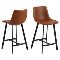 I_Oregon counterstol brun læderlook