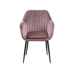 Emilia Spisebordsstol Rosa velour med armlæn