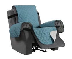 Recliner Chair Covers for Armchairs Recliner Covers for Leather Chair Reclining Chair Covers Protect from Pets / Dogs, Quilted with Non Slip Strap - Blue