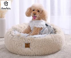 Charlie's Small Hooded Faux Fur Pet Nest - Cream White
