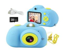 Kids Camera Mini Rechargeable 18Mp Hd Children Shockproof Camcorder Toys With 2'' Screen And 32 Gb Sd Card Toddler 1080P Video Digital Camera-Blue