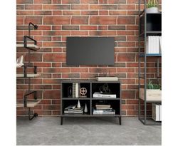 TV Cabinet with Metal Legs High Gloss Grey 69.5x30x50 cm STORAGE
