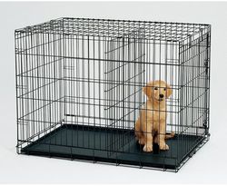 42' Collapsible Metal Dog Puppy Crate Cat Rabbit Cage With Divider