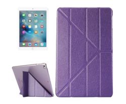 For iPad 2018,2017 Case,Elegant Silk Textured 3-folding Leather Cover,Purple