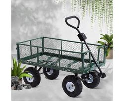 Gardeon 360kg Mesh Garden Cart Steel Removable Sides Trolley
