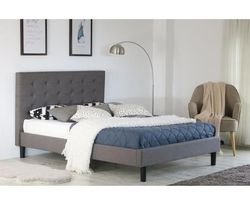 Istyle Alexis Button King Single Bed Frame Fabric Grey