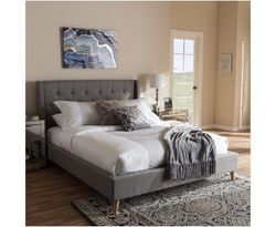 Istyle Perone King Bed Frame Fabric Grey