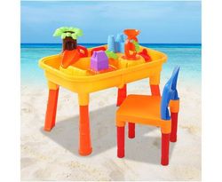 Keezi Kids Pretend Play Sandpit Toys Sand and Water Table Sand Pit Toys Beach Toddler Playset