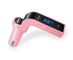 Hands-Free Bluetooth FM Transmitter Car Kit - Pink