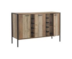 Wine Cabinet with 2 Strorage and open Selves Bar Cabinet Cupboard in Oak Colour
