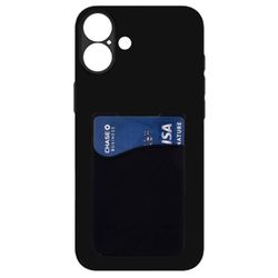 Silikone cover med kortholder til Apple iPhone 16 Plus - Sort