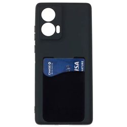 Silikone cover med kortholder til Motorola Moto G85 - Sort