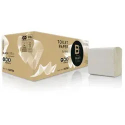 BlackSatino BriQ Toilettenpapier, weiß, 10 x 24 cm, 2-lagig, für SATINO Black BriQ Spender, 1 Karton = 36 x 190 Blatt = 6840 Blatt