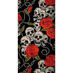 Modeka Skulls Roses Multifunktionstuch, schwarz-rot