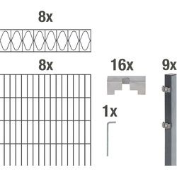 Doppelstabmattenzaun »Eleganz«, (Set), anthrazit, 120 cm hoch, 8 Matten für 16 m, 9 Pfosten, 28820626-0 grau H/L: 120 cm x 16 m