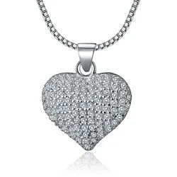 NAHLE Kette mit Anhänger Silberkette Herz Zirkonia Halskette, 925 Silber Anhänger mit Zirkonia - rhodiniert silberfarben 45cm