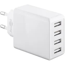 4-fach USB-Ladegerät, mehrfach USB-Ladegerät, 30W, lädt bis zu 4 Geräte gleichzeitig, weiß