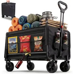 Albatros Bollerwagen faltbar 120L , Schwarz , Kunststoff , 120 L , Rechteckig , 47x94x86 cm , Gartenzubehör, Gartenpflege, Gartengeräte
