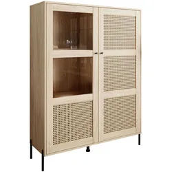 Mid.you Highboard , Eichefarben , Metall , Wiener Geflecht , 4 Fächer , 120x162x40 cm , Made in Eu , stehend , Kleinmöbel, Kommoden, Highboards
