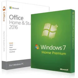 Windows 7 Home Premium + Office 2016 Home & Student + LizenzschlÅssel