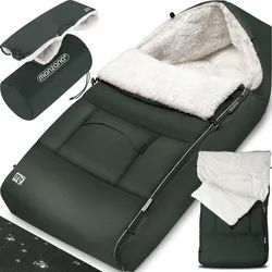 Babyfußsack Grau-Grün Kinderwagen geeignet mit Beutel