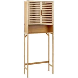 Beliani Waschmaschinen-Überbauschrank Heller Holzfarbton Okarche , Hellbraun , 63x167x95 cm , Waschküche, Waschmaschinenschrank