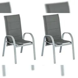 Merxx Amalfi Stapelsessel Set 2tlg., 2 Stapelsessel, mit Gasdruckfeder, Aluminium/Textil, Silber/Anthrazit